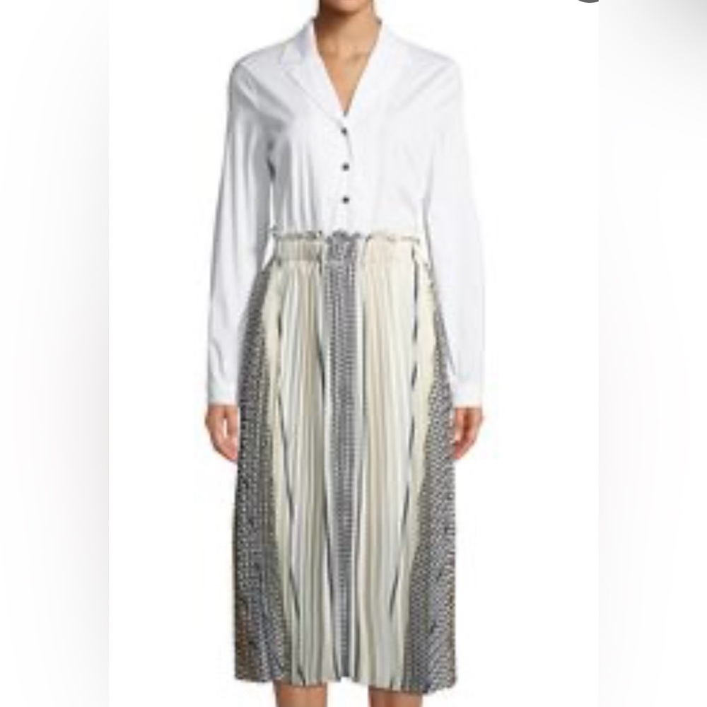 Donna Karan White and Black Midi Dress